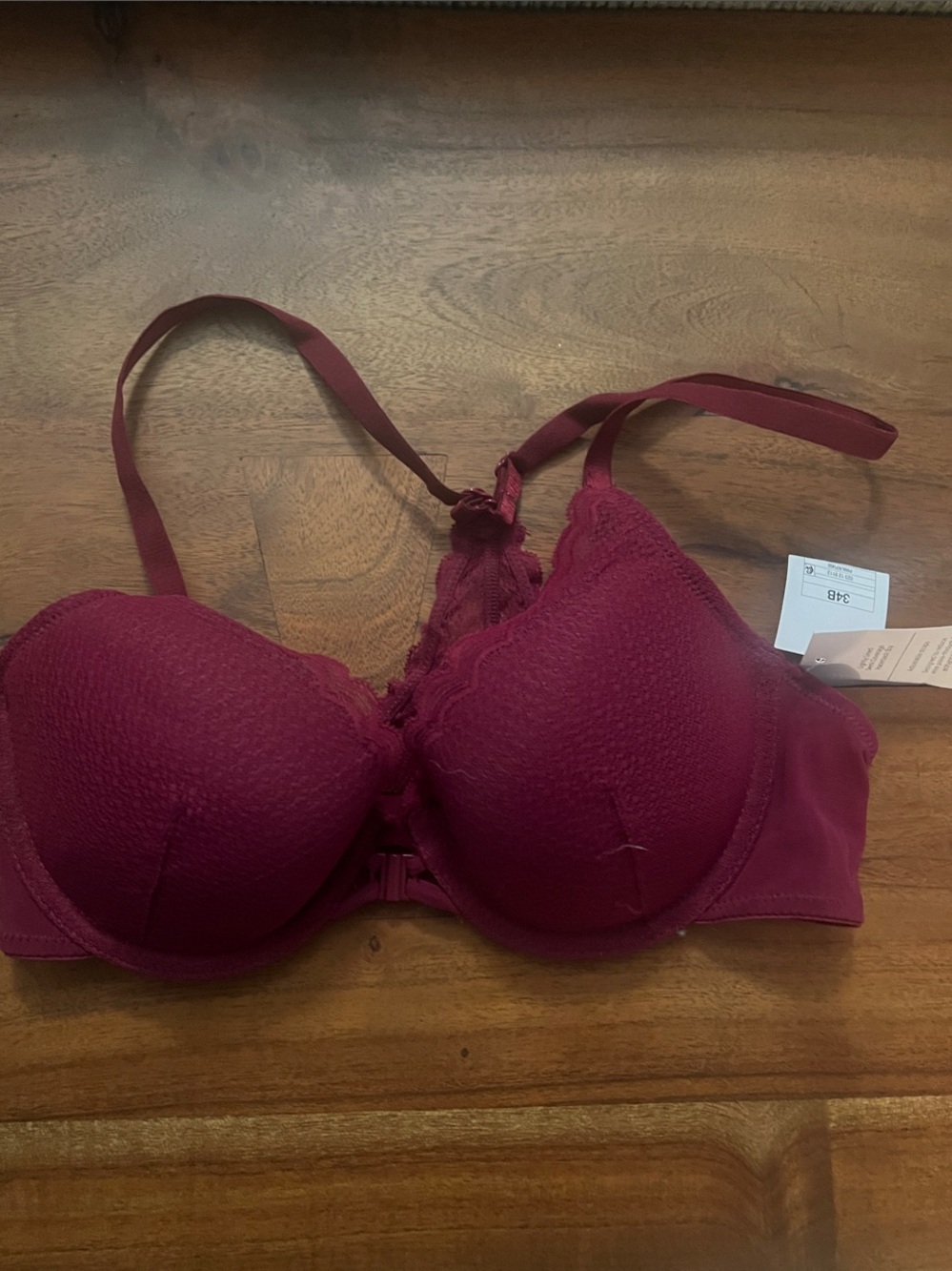 Auden Burgundy Lace-Accent Padded Bra